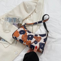 패턴 바게트백 미니백