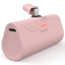 신지모루 12W 포터블 미니 보조배터리 + C타입 케이블, 8핀, 핑크