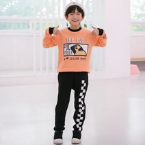 잭키드 남아용 퍼그 체커 보드 기모 바지 상하의 세트
