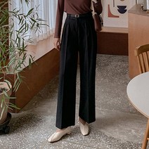 큐니걸스 여성용 155Line 스탠다드 투핀턱와이드롱 슬랙스