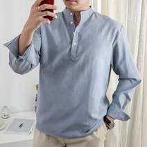 단군기확 남성용 헨리넥반오픈 무지셔츠