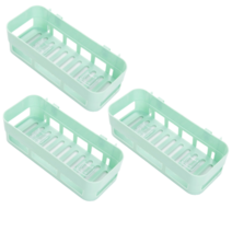 쓰리썬 무타공 욕실 코너 사각 선반, 3개, 그린