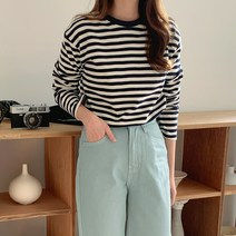 여성용 스피치 베이직 스트라이프 긴팔티 cpt11624k31