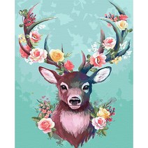 플레이어바웃 유화 피포페인팅 DIY 명화 그리기 40 x 50 cm 꿈꾸는 꽃사슴, 혼합색상