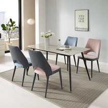 로드퍼니처 루앙 1400 통세라믹 식탁 4인용   의자 4p 방문설치, 식탁(크림), 의자(혼합색상)
