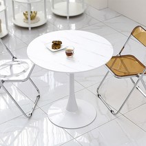 데코퍼니쳐 피오레 대리석 무늬 원형 테이블 800, 화이트