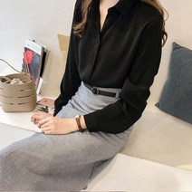 안다로미 베이직히든버튼 블라우스