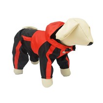 알럽펫 애견 후드 라인 올인원 우의, 레드