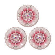 고급 큐빅 보석 하트프린트 단추 21mm, 핑크, 3개