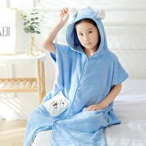 스타빈 토끼포켓 컬러 후드 목욕 가운 S, 블루