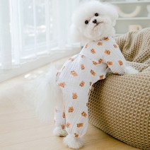 반려동물 아티펫 편안한 베어 패턴 올인원, 화이트
