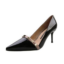 여성 찡 스트랩 포인트 장식 스틸레토 펌프스힐 7cm