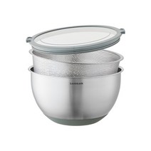 락앤락 스테인리스 믹싱볼 + 채반 + 뚜껑 세트 CKB016, 민트