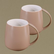 무광 도자기 머그컵 380ml, 베이지, 베이지, 2개
