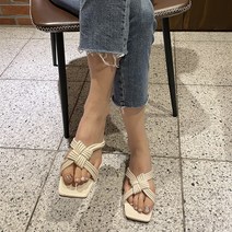 폭스나인 여성용 여름 뮬 꼬임 슬리퍼 SN007
