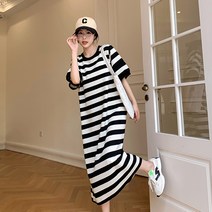 레몬소울 몽그리 스트라이프 반팔 원피스
