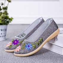 수제 아름다운 고급 꽃자수 가벼운 단화