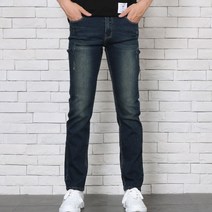 남성용 포켓라인 레더 슬림스판 청바지 W131