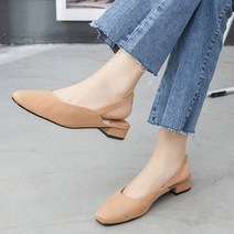 라블 스퀘어토 스웨이드 플랫 슬링백 3cm