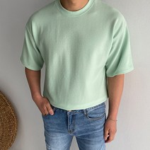 머시따 남성용 오버핏 링클프리 엠보 반팔 티셔츠