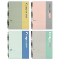 비팬시 B5 캠퍼스 스터디 플러스 스프링 유선 노트, 핑크, 옐로우, 블루, 민트, 4개