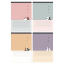 톡톡팬시 3000 애니멀 그라데이션 패드편지지 4종 세트, 민트, 핑크, 퍼플, 옐로우, 1세트