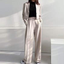 크롭 자켓 + 와이드 슬랙스 세트 L.LMJK-02-22