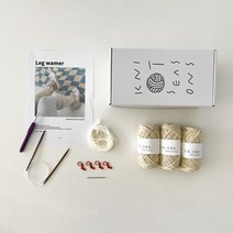 뜨개사계절 초보자용 대바늘 레그워머 뜨개질 DIY 키트, 크림(러그워머 실), 크림화이트(앙고라실), 1개