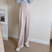라미르 여성용 허리가 편한 롱 와이드 슬랙스 팬츠 롱기장