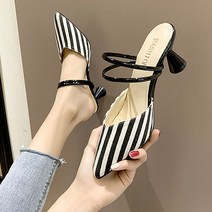 여성용 시크한 분위기 뾰족 하이힐 스틸레토 샌들