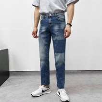 머시따 남성용 페이팅 배색 포인트 워싱 중청바지