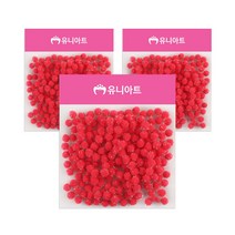 유니아트 5000 반짝이퐁퐁 만들기재료 10mm, 빨강, 3개