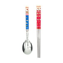 릴팡 헬로키티 베이커 진공 스텐 심플 수저세트 HK7034, 혼합색상, 숟가락 + 젓가락