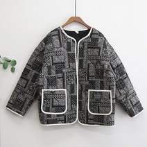 이얀 노카라 패턴 캐주얼 임산부 누빔 자켓