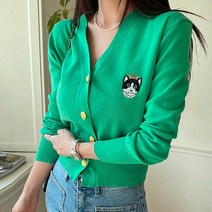앤드스타일 여성용 O5크라운캣자수 크롭 가디건 261391