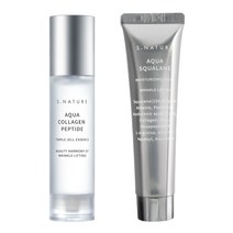 에스네이처 촉촉 수분광 천재 스킨케어 아쿠아 콜라겐 펩타이드 트리플 젤에센스 50ml + 스쿠알란 크림 60ml 세트, 1세트