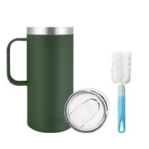KEEP 보온 보냉 핸들 텀블러 + 텀블러 세척솔, 카키, 473ml