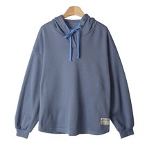 티탁 여성용 빅사이즈 레이블 루즈핏 기모 후드티