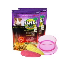 펫스토리 반려동물 HELLO 프리미엄 기니픽 사료 1.1kg x 2p + 먹이그릇(랜덤발송) + 이갈이스톤(랜덤발송) 세트, 1세트
