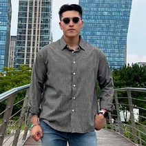 파이브라지 빅사이즈 오버핏 코튼 긴팔 면 고방 체크셔츠