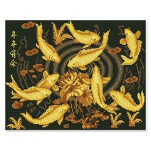 더홈스 DIY 프리미엄 보석 십자수 키트, 16 황금잉어, 1세트