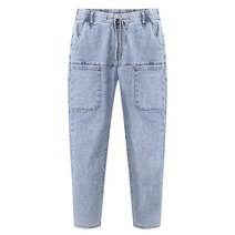 레이먼 남성용 푸라 밴딩 세미 배기 데님팬츠