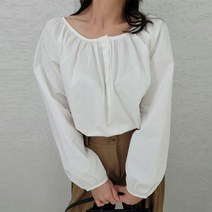 스콘 셔링 코튼 블라우스