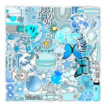 오즈니 데코 캠핑 노트북 방수 스티커 B타입 50p, 블루, 1단