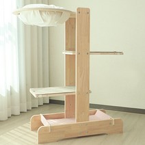 캣츠빌 고무나무 UV코팅 원목 아쭈 캣타워 H A타입, 아이보리(천해먹 상단), 베이비핑크(하단), 브라운(카페트), 1개