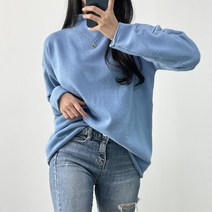 오오엘 여성용 롤롤 루즈 라운드 니트