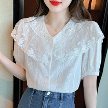 어썸풀 시야인 펀칭 레이스 블라우스