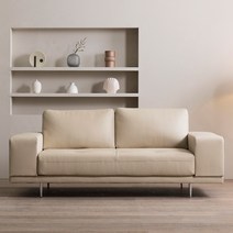 포더홈 글로우 천연 면피가죽 소파 3인용 방문설치, 베이지