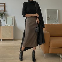 SIRAMADE 체크 슬릿 H라인 롱스커트