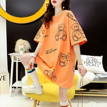 베어 일러스트 미니 캐주얼 오버핏 임산부 원피스